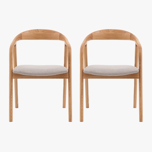 Menorca Oak Upholstered Dining Chair, Set of 2