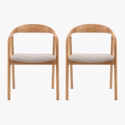 Menorca Oak Upholstered Dining Chair, Set of 2