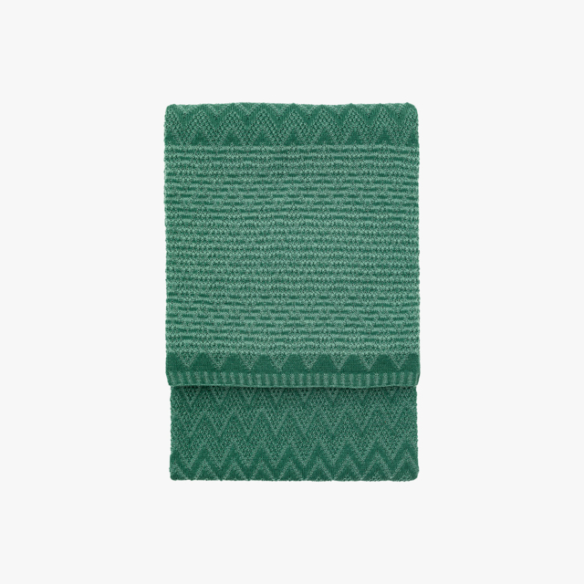Cali Knitted Herringbone Throw in Green