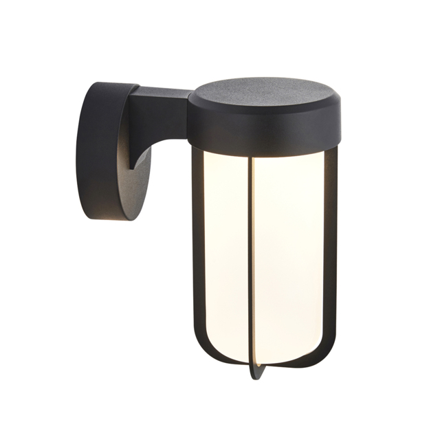 Wyatt LED Frosted Glass Wall Light in Matt Black