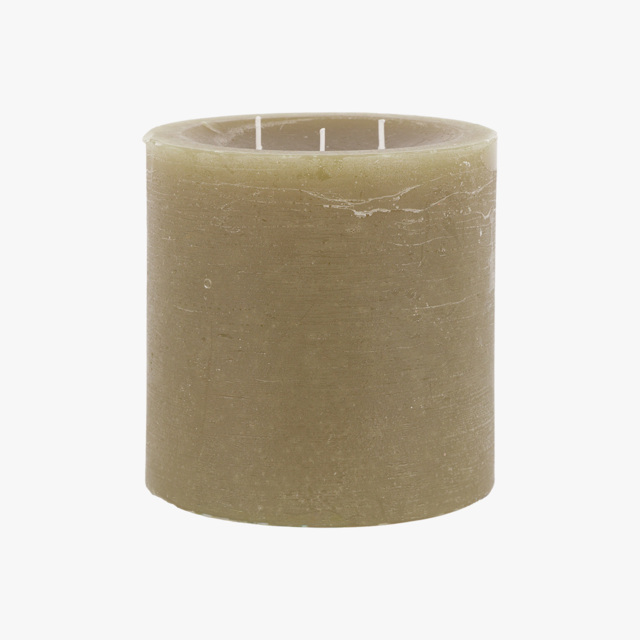 Country Pillar Candle in Rustic Olive, Large