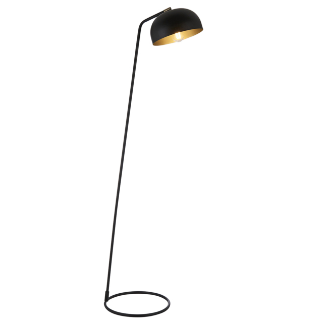 Bronx Floor Lamp in Matt Black and Antique Brass