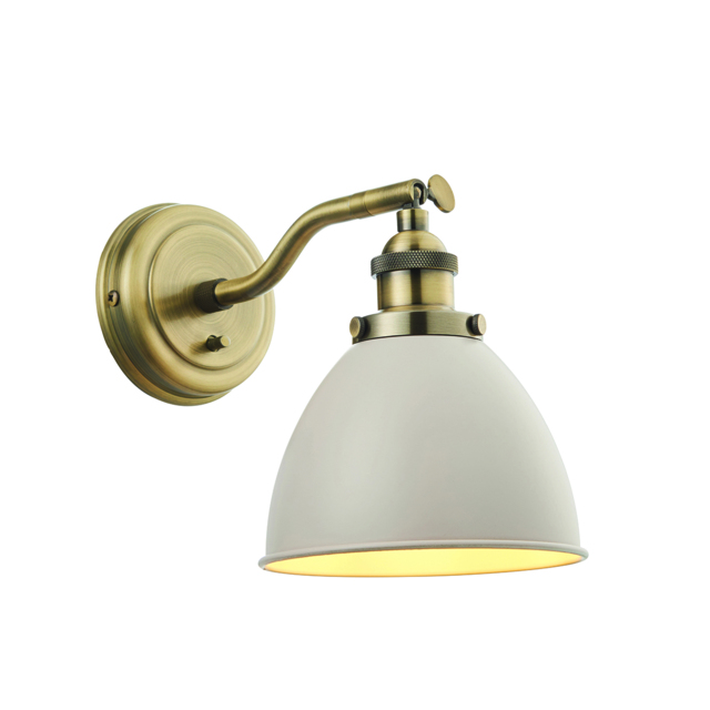 Fletcher Wall Light in Taupe & Antique Brass