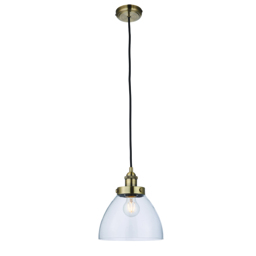 Ralph Clear Glass Pendant in Antique Brass