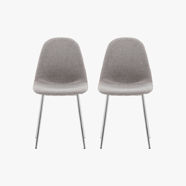 Laze Dining Chair in Chrome & Light Grey - Set of 2