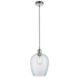 Hexton Hammered Glass Pendant in Bright Nickel