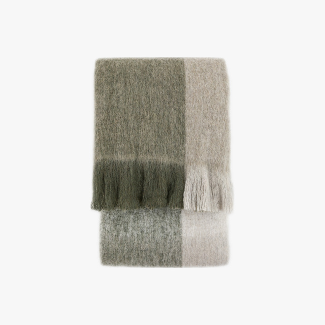 Nordic Woodland Check Mohair Throw in Green