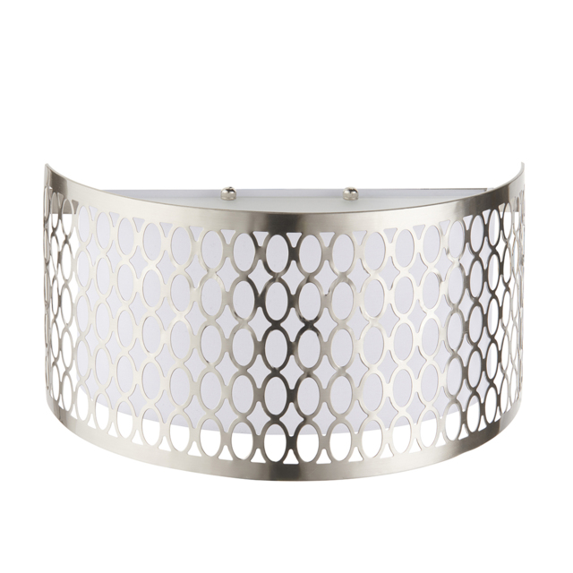 Simone 2Lt Wall Light in Satin Nickel, White Fabric and Frosted Glass