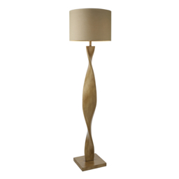 Abreya Floor Lamp in Oak with Natural Linen Shade