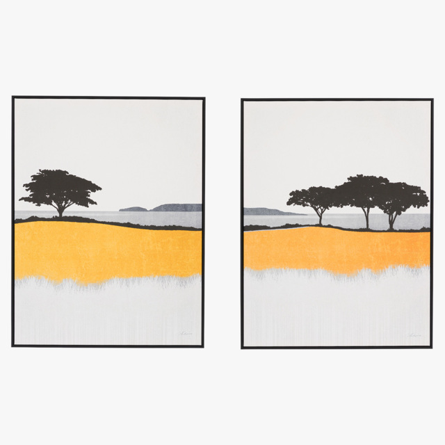 Golden Tide Framed Canvas, Set of 2
