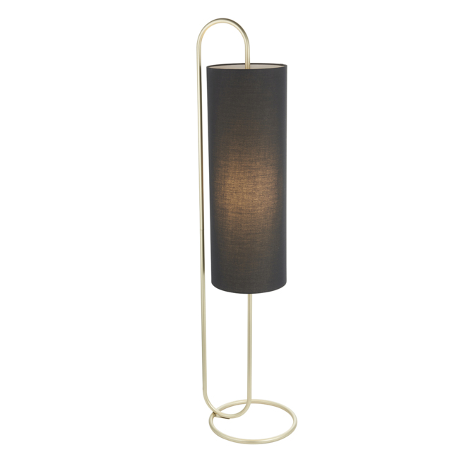 Lilith Floor Light in Antique Brass with Black Fabric