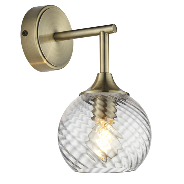 Allison Spiral Glass Wall Light in Antique Brass