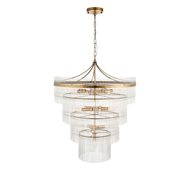 Monica 16-Light Tiered Pendant - Antique Brass