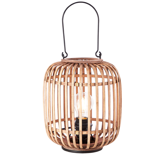 Meike Natural Bamboo Table Lamp in Matt Black