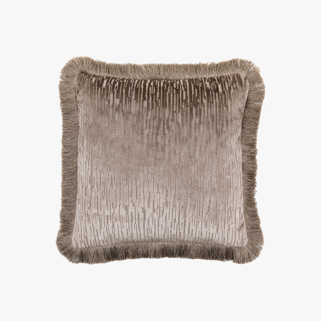 Regency Velvet Fringe Cushion in Silver