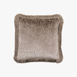 Regency Velvet Fringe Cushion in Silver