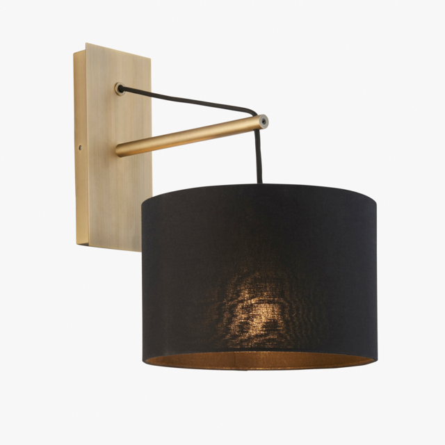 Antonios Brass Wall Light with Black Shade