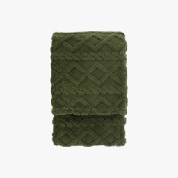 Nordic Woodland Cable Knit Throw in Forest Green