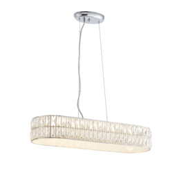 Veretta Clear Crystal Five Light Linear Pendant in Chrome