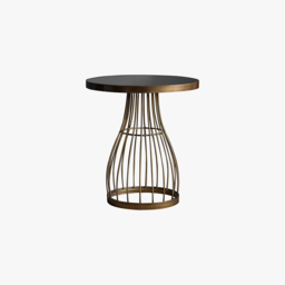 Vivien Side Table with Caged Bronzed Base