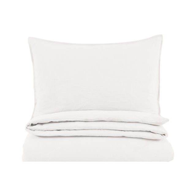 Remi Washed Cotton Quilt Cover Set in White, Double