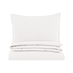 Remi Washed Cotton Quilt Cover Set in White, Double