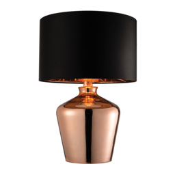 Welden Copper Glass Table Lamp with Black Fabric Shade