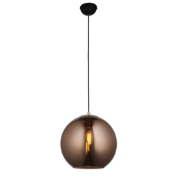 Boaz Copper Mirrored Glass Pendant in Matt Black