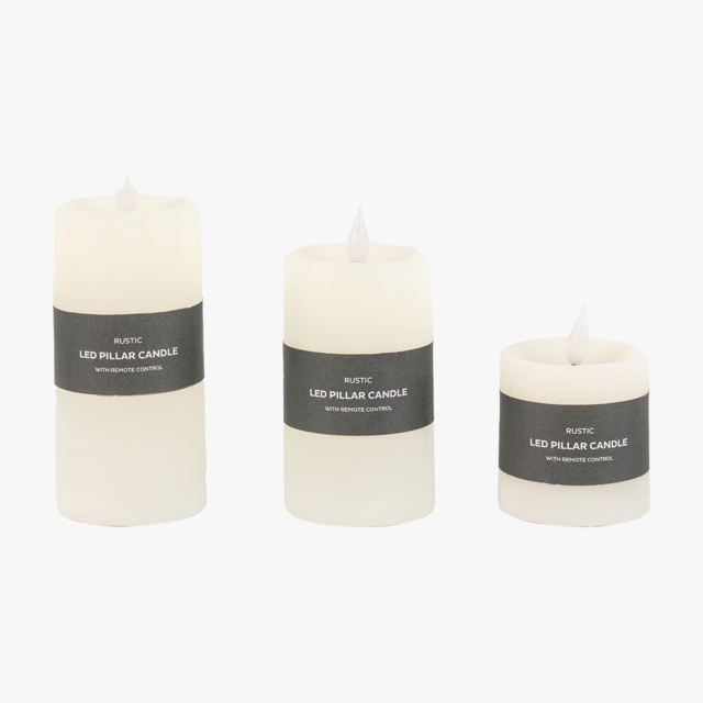 Homespun LED 1 Wick Candle in Ivory, Set of 3