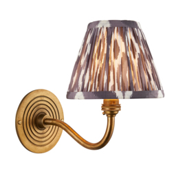 Target Wall Light in Antique Brass and Ikat 16cm Gray Shade