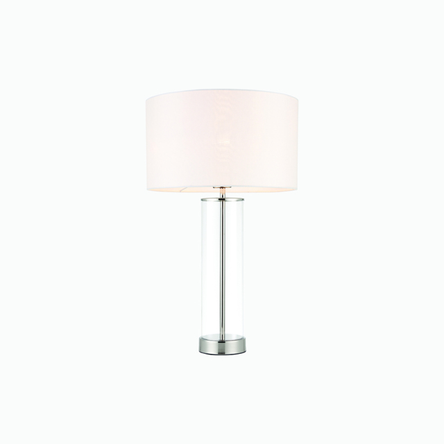 Agatha Silver Table Lamp with Silk Shade
