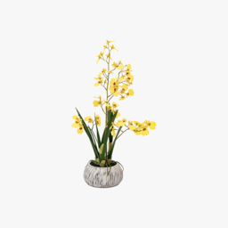 Faux Yellow Orchid in Low Pot