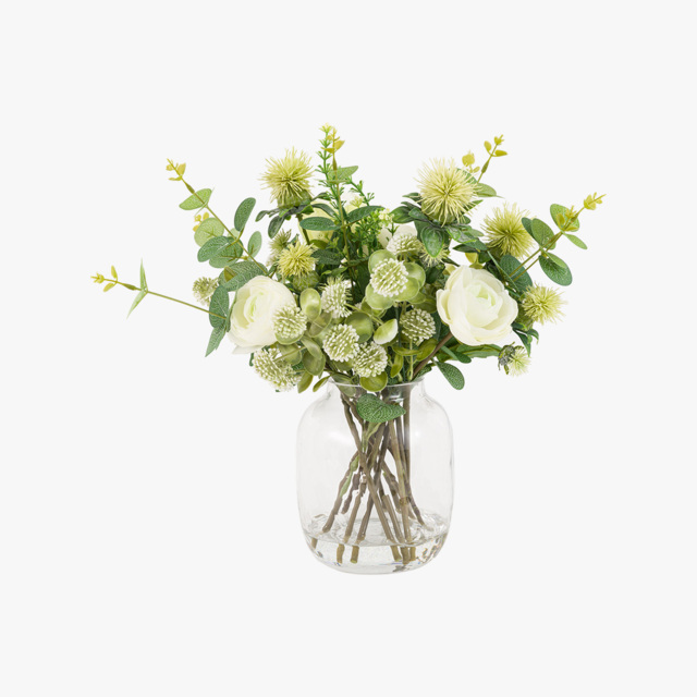 Faux Rose Eucalyptus Arrangement in Vase