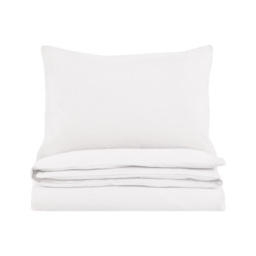 Nella Textured Jacquard Quilt Cover Set in White, Single