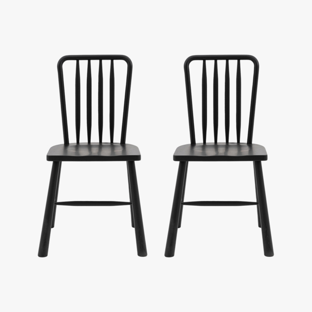 Rebecca Oak Dining Chairs in Black, set of 2