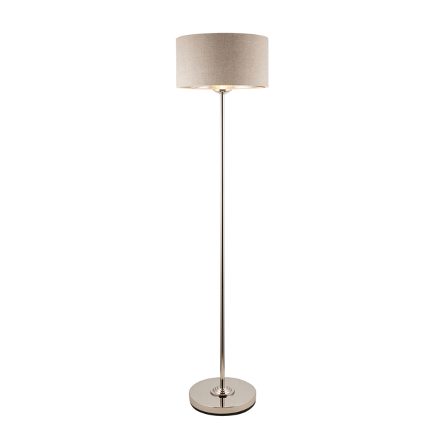 Manon Floor Light in Brushed Chrome With Linen Shade