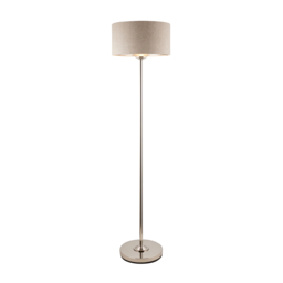 Manon Floor Light in Brushed Chrome With Linen Shade