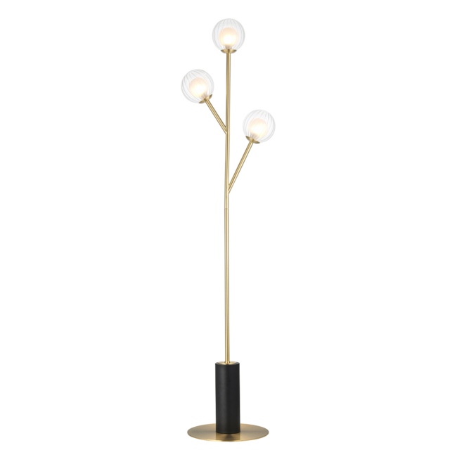 Naomi Frosted Glass Floor Light in Satin Brass