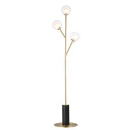 Naomi Frosted Glass Floor Light in Satin Brass