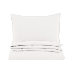 Remi Washed Cotton Quilt Cover Set in White, Single
