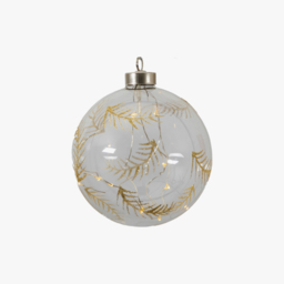 Plume Etched Bauble With LED in Clear