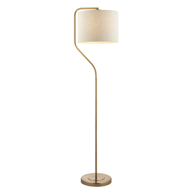 Quelle Floor Light in Brass With Linen Fabric Shade