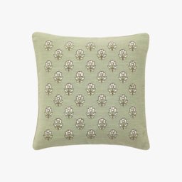 Willow Embroidered Floral Cushion in Sage