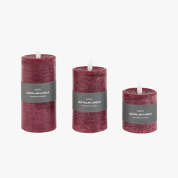 Homespun LED 1 Wick Candle in Oxblood, Set of 3