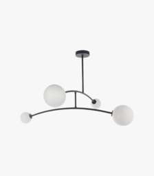 Natashah Opal Glass Black Semi-Flush Ceiling Light
