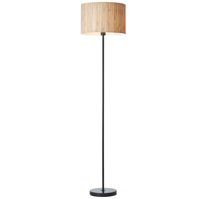 Lucille Natural Seagrass Floor Lamp in Matt Black