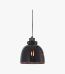 Matthew Black Chrome Pendant with Black Tinted Glass Shade