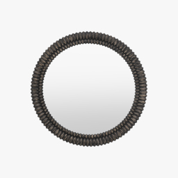 Groove Round Mirror in Black Wash
