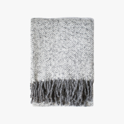 Irene Herringbone Tasseled Throw in Grey