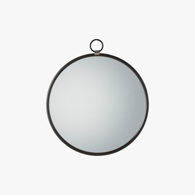 Greg Round Hanging Mirror in Black
